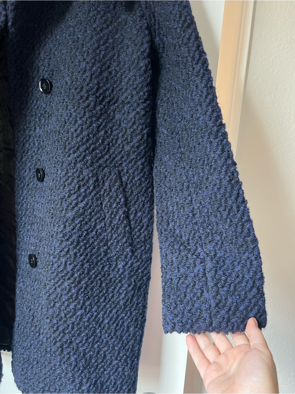 Cole Haan Textured Wool Blend Cocoon Coat Oversized Minimalist - Picture 5 of 11